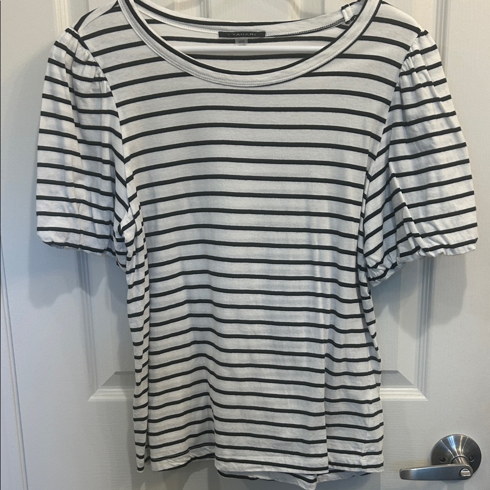 TAHARI Striped Short Sleeve Tee